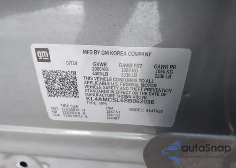 2025 Buick Encore Gx Preferred Awd z USA, uszkodzony, nr VIN KL4AMCSL6SB062036